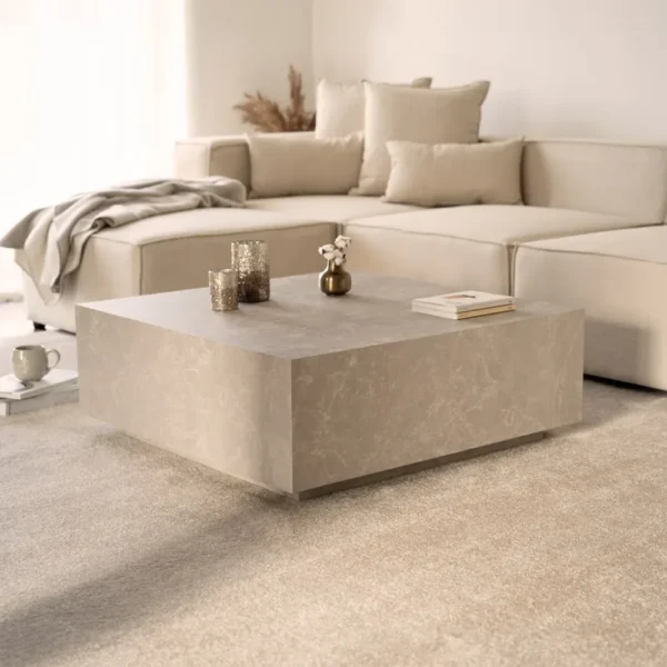 Couchtisch Amiri XL - Farbe: Beige, Größe: 95 x 95 cm