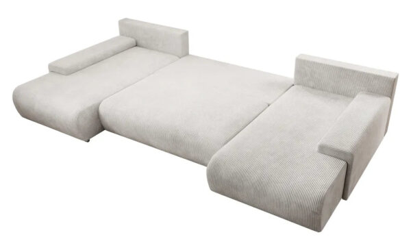 Ecksofa U-Form, mit Schlaffunktion und Bettkasten, U-Form Couch Creme